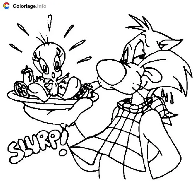 Sylvester Tries to Catch Tweety coloring page to print