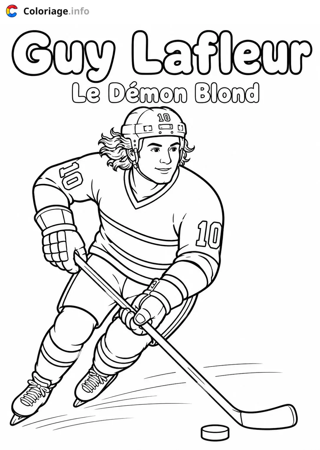 Dibujo de Guy Lafleur el jugador de hockey rubio para colorear