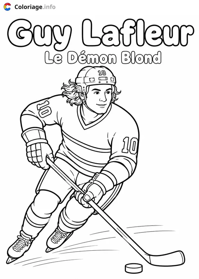 Coloriage Guy Lafleur le hockeyeur blonde - Hockey à imprimer