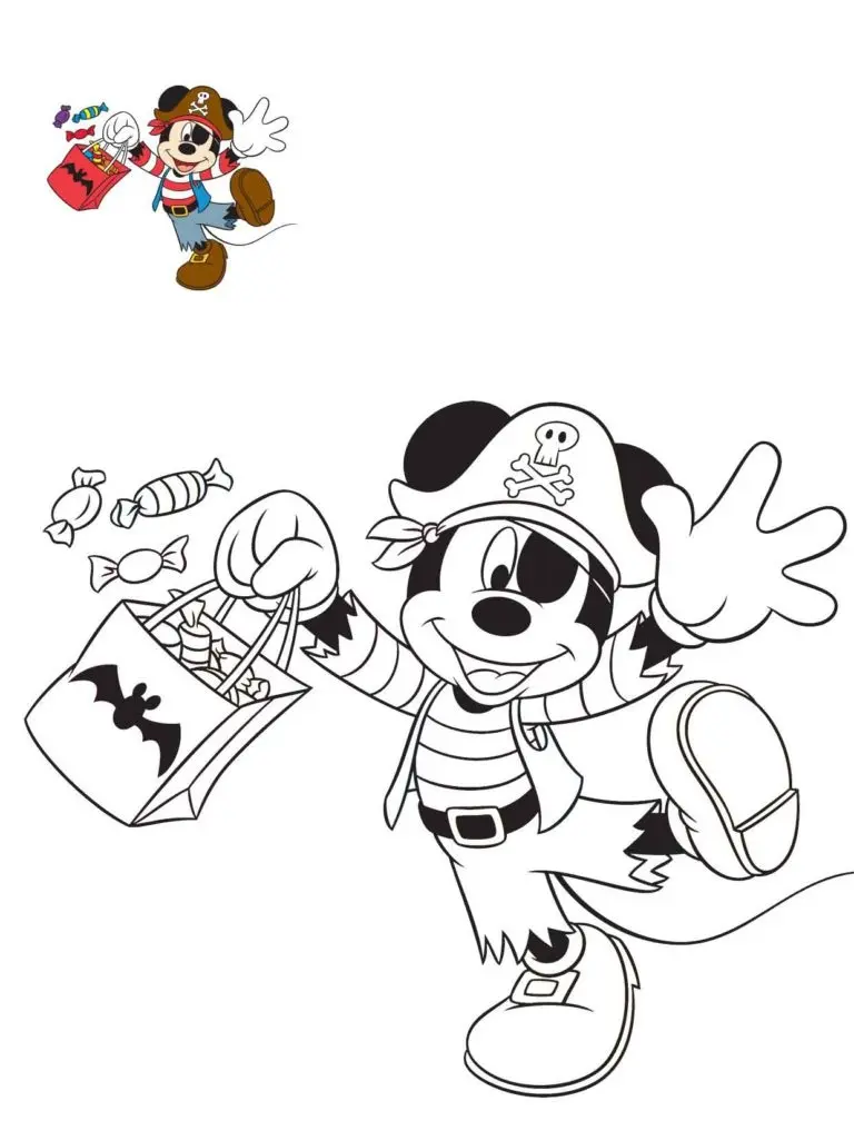 Coloriage Halloween Disney Mickey Mouse Pirate - Halloween à imprimer