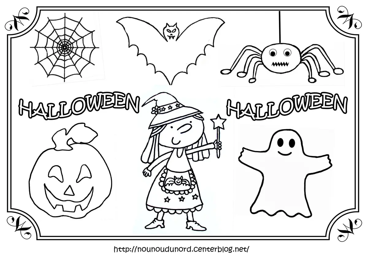 Disegno di Halloween per bambini: zucca e fantasma da stampare