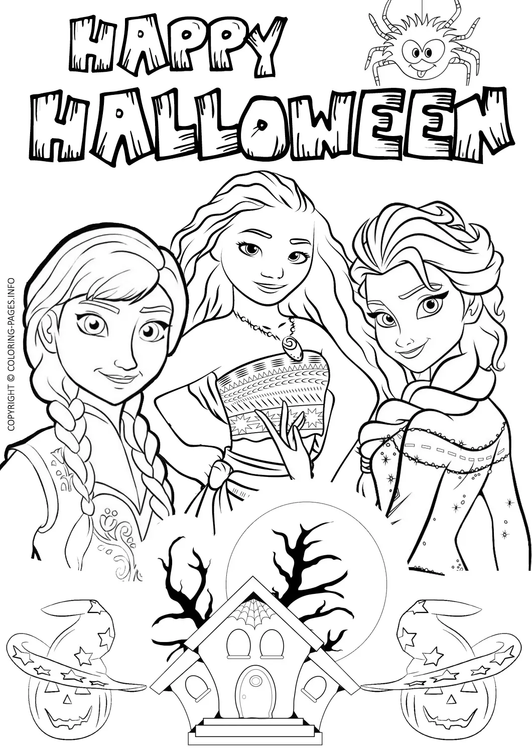Coloriage Halloween Frozen Elsa Moana Disney - Halloween à imprimer