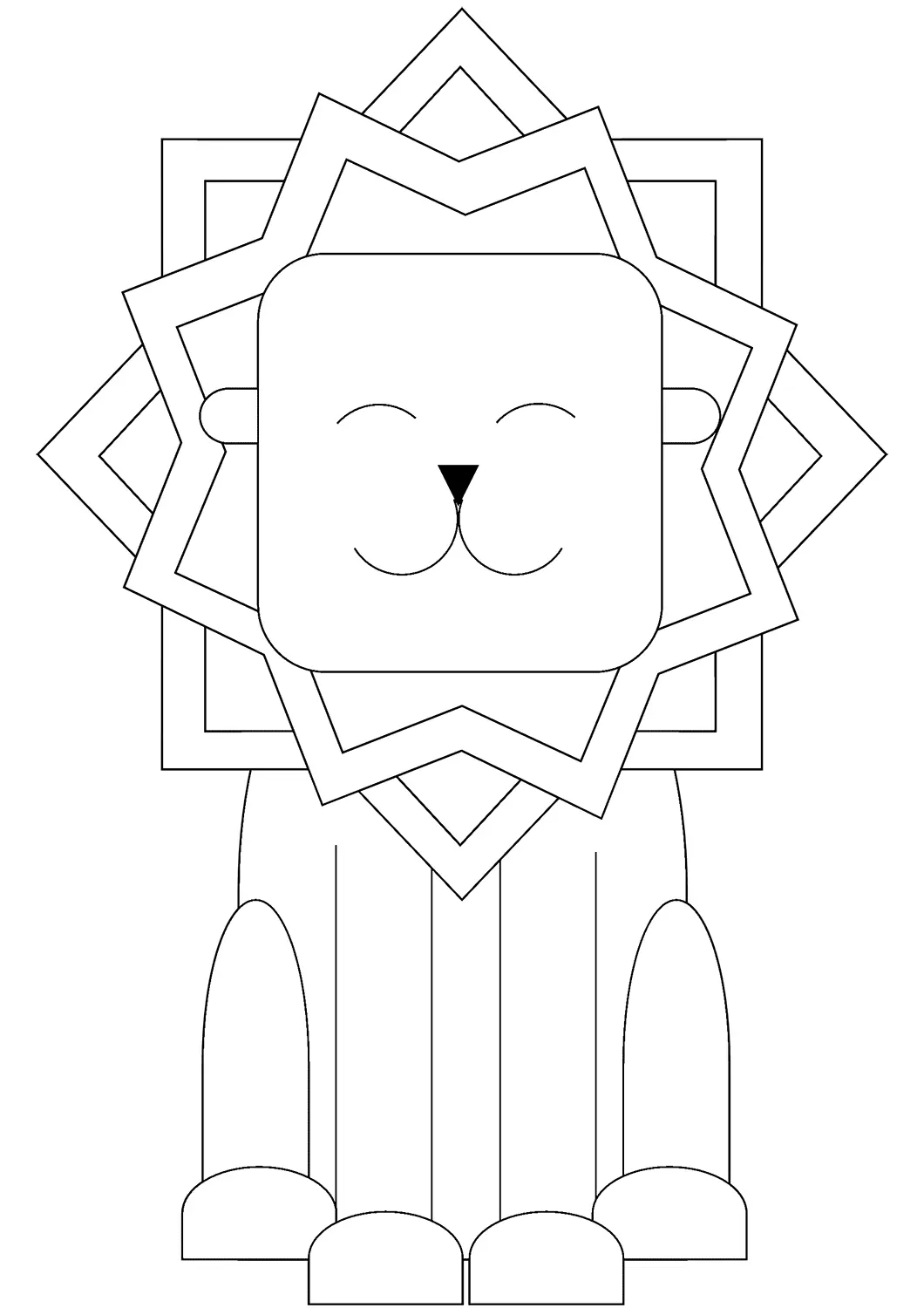Happy Smiling Lion coloring page to print