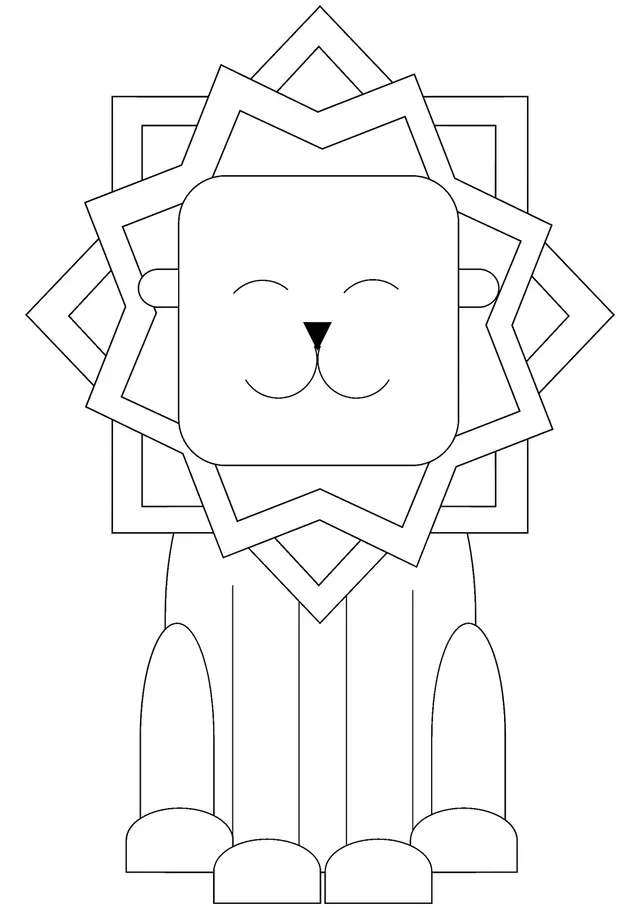 Coloriage Lion joyeux qui sourit - Lion à imprimer