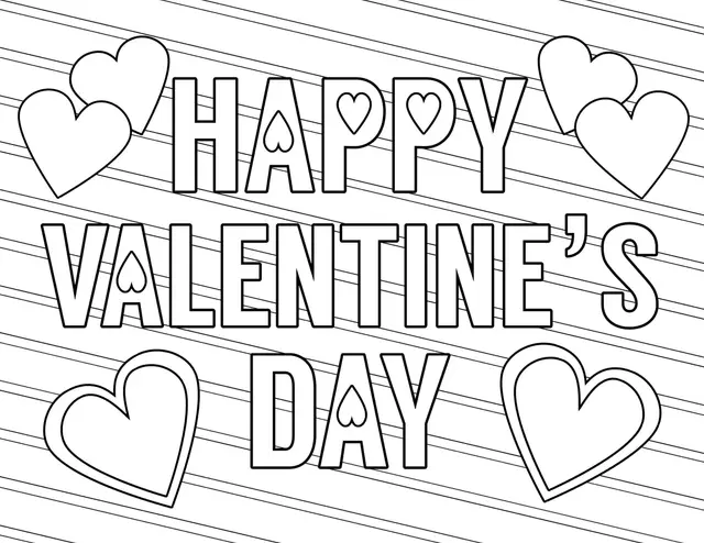 Coloriage Happy Valentines Day Free Love - Saint-Valentin à imprimer