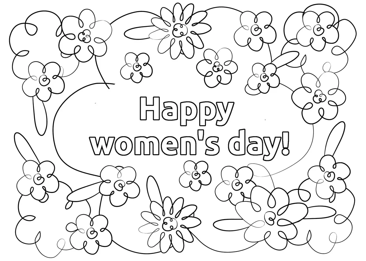 Happy Women's Day coloring page to print