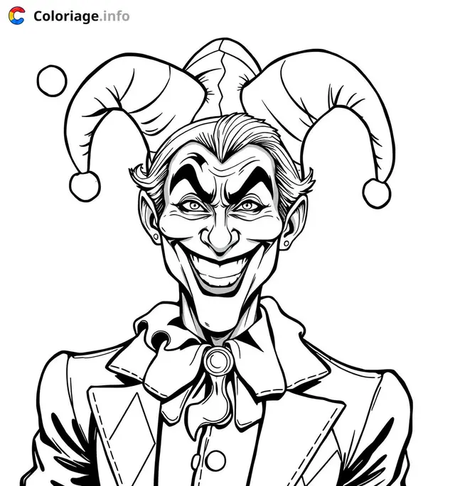 Coloriage harlequin joker arlequin facile - Arlequin à imprimer
