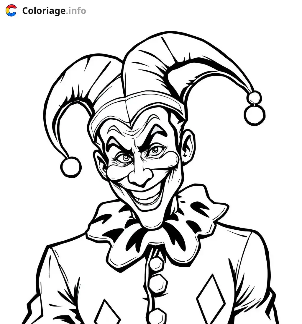 Coloriage harlequin joker arlequin rigolo - Arlequin à imprimer