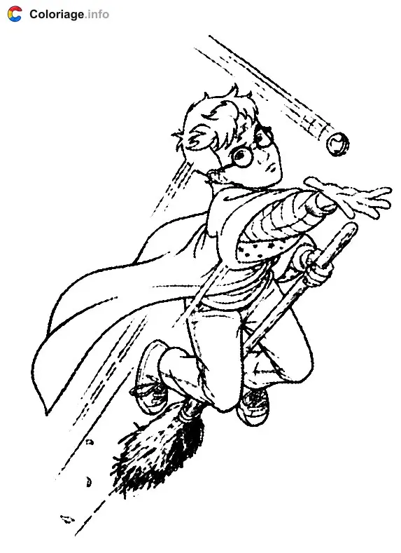 Harry Playing Quidditch coloring page to print