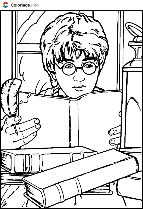 Harry Reading a Book coloring page to print