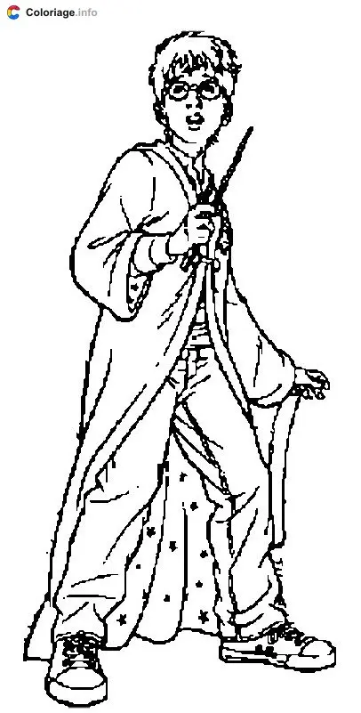 Harry Potter with His Wand coloring page to print