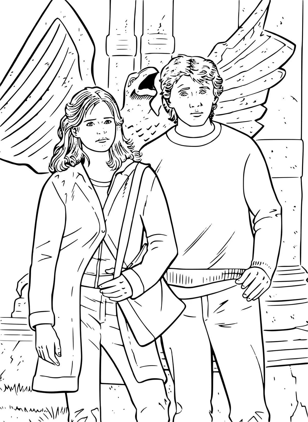 Coloriage Harry Potter Et Hermione Granger - Harry potter à imprimer