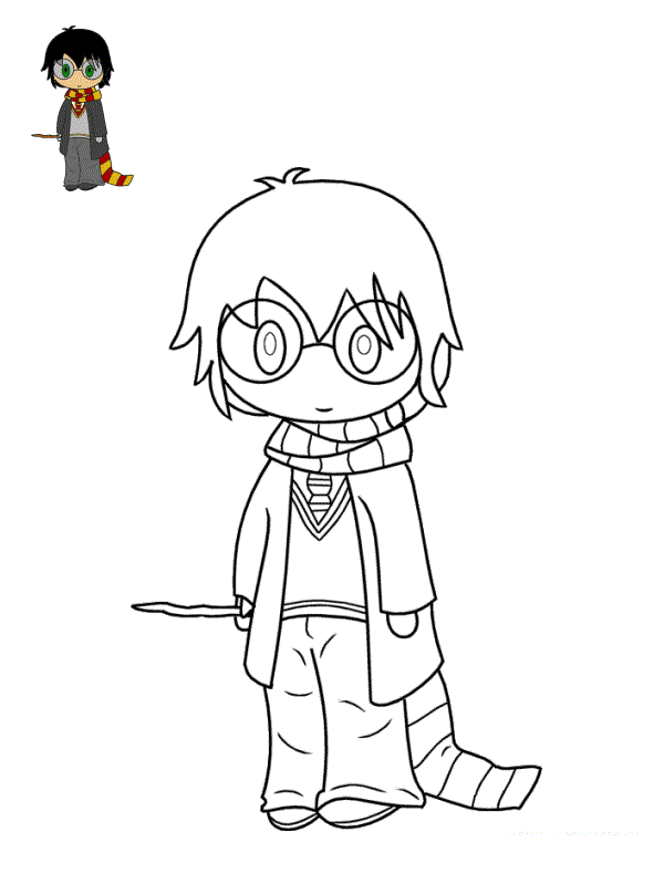 Coloriage Harry Potter Kawaii - Harry potter à imprimer