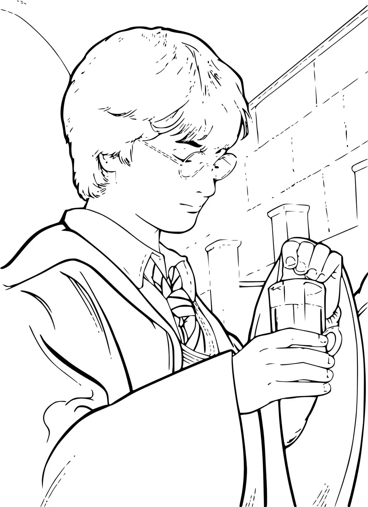 Coloriage Harry Prend La Potion - Harry potter à imprimer