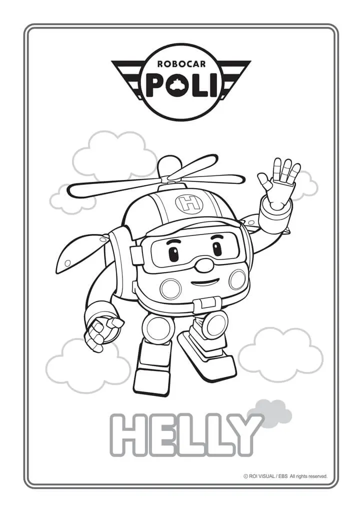 Coloriage Helly Robocar Poli Hélicoptère - Robocar poli à imprimer