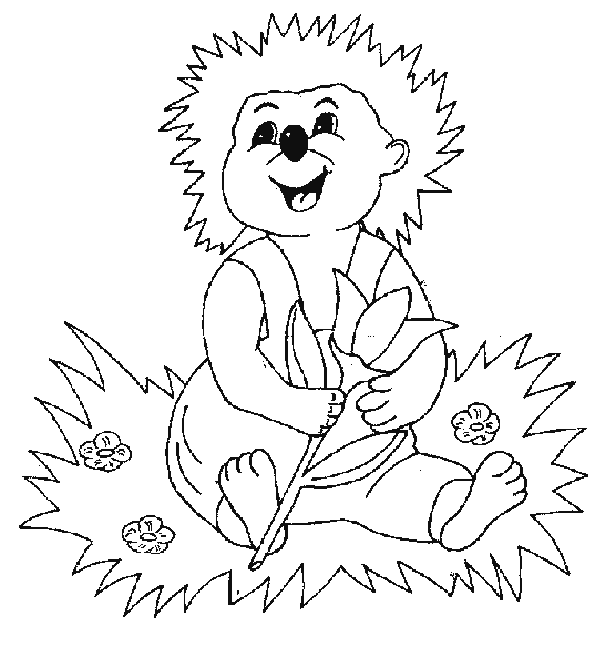 Coloriage Hérisson Assis Dans L'Herbe - Hérisson à imprimer