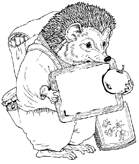Coloriage Hérisson Avec Son Cartable Scolaire - Hérisson à imprimer