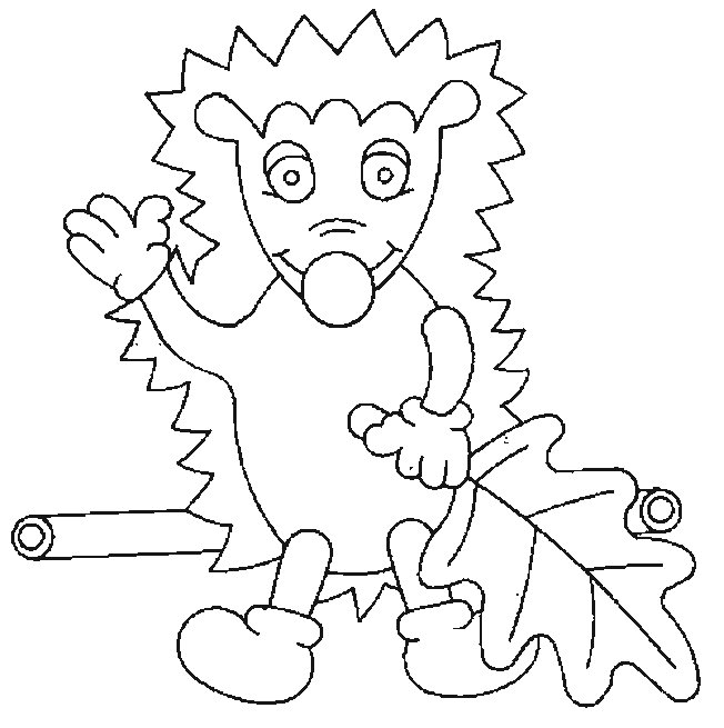 Coloriage Hérisson Avec Une Feuille - Hérisson à imprimer
