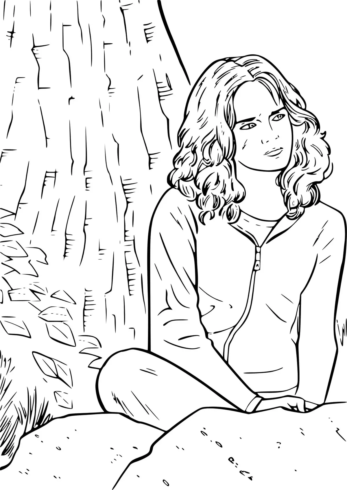 Coloriage Hermione Est En Réflexion - Harry potter à imprimer