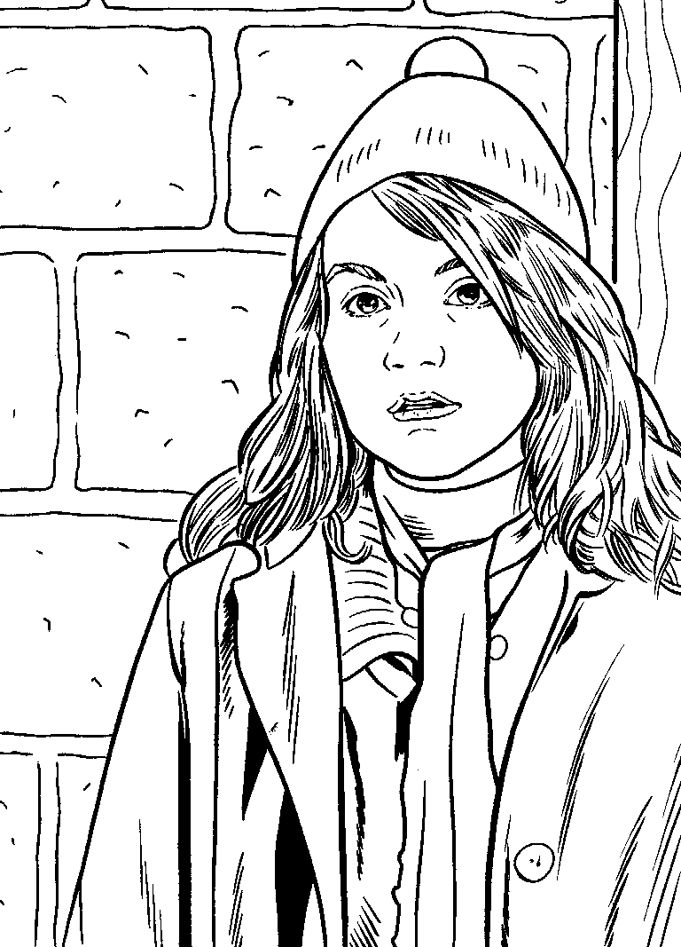 Coloriage Hermione Granger Cheveux Brun Et Courageuse - Harry potter à imprimer