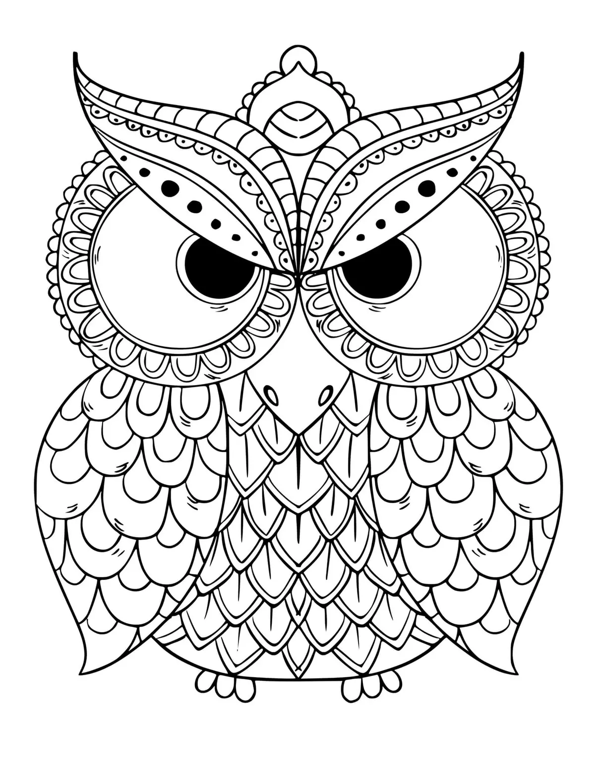 Kleurplaat Uil Mandala voor Volwassenen om te printen