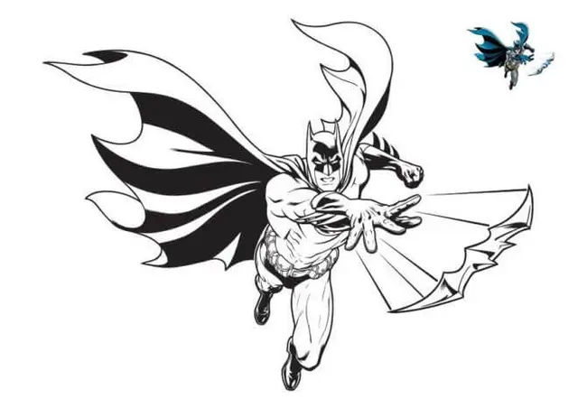 Coloriage Homme Chauve Souris Attaque - Batman à imprimer