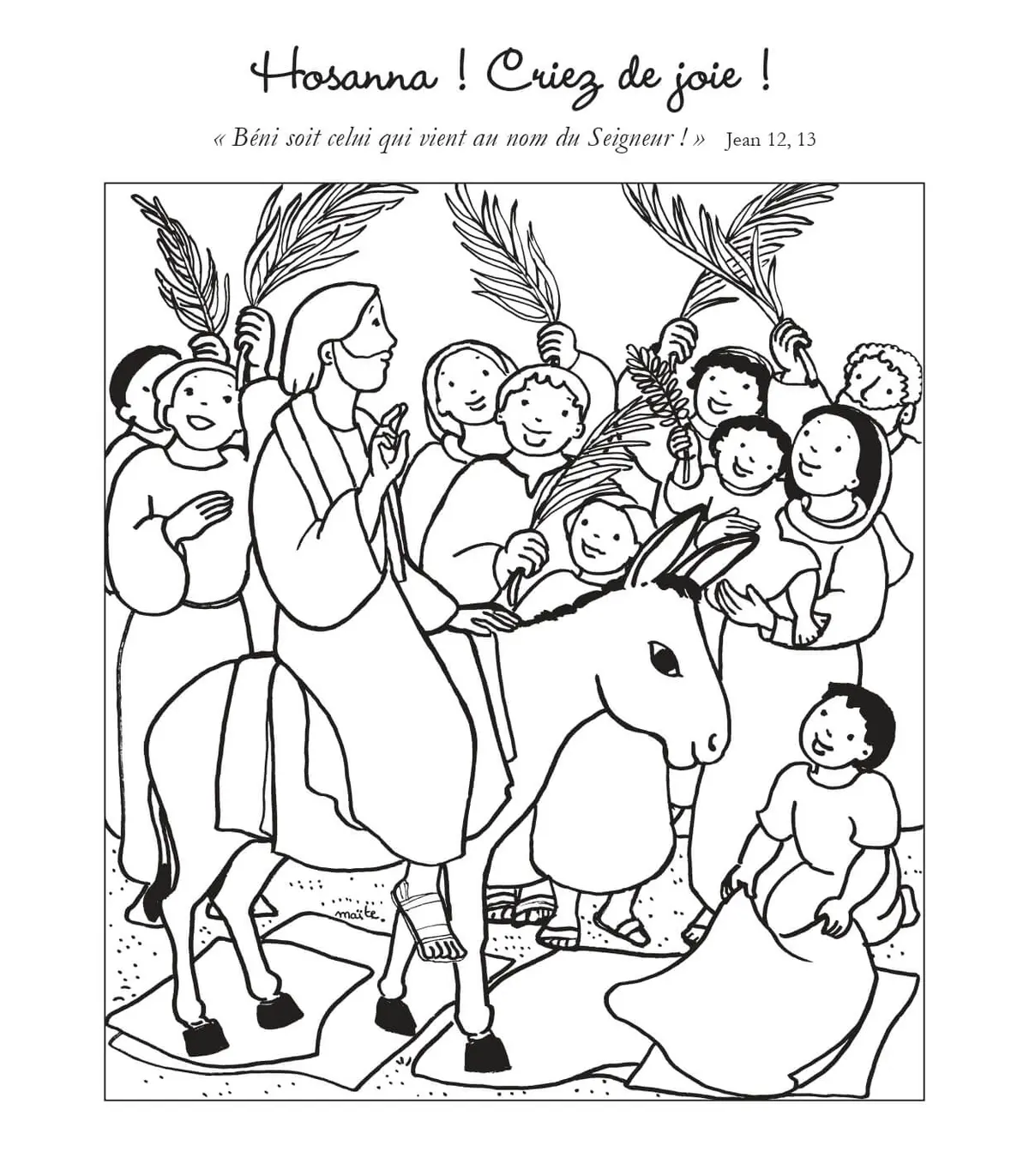 Ausmalbild Hosanna – Gepriesen sei, der kommt im Namen des Herrn zum Ausdrucken