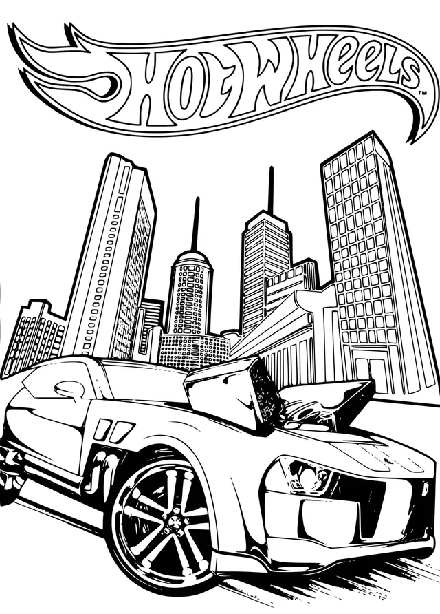 Dibujo de Hot Wheels Pontiac G8 a toda velocidad para colorear
