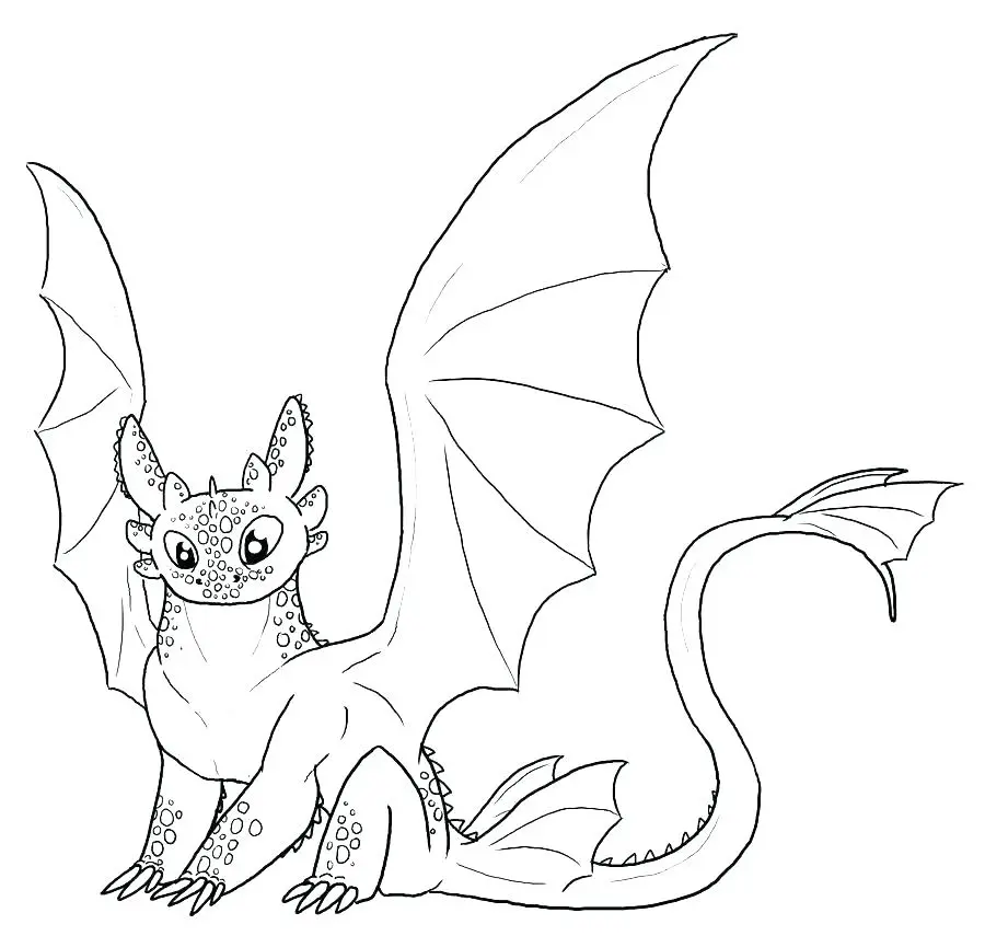 Coloriage Sans-Dent Adorable à Colors - Dragon à imprimer