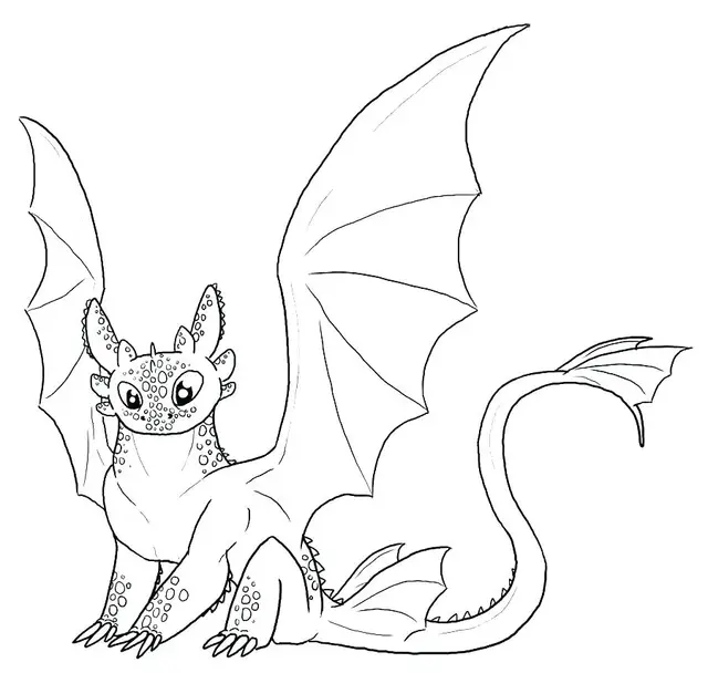 Coloriage Sans-Dent Adorable à Colors - Dragon à imprimer