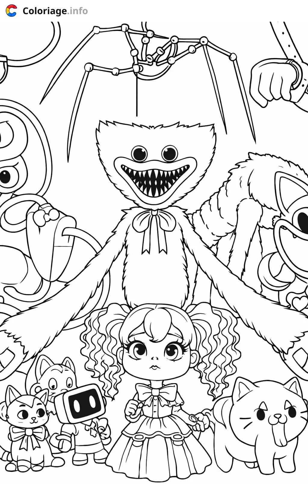 Coloriage Huggy Wuggy et ses amis mignons - Huggy wuggy à imprimer