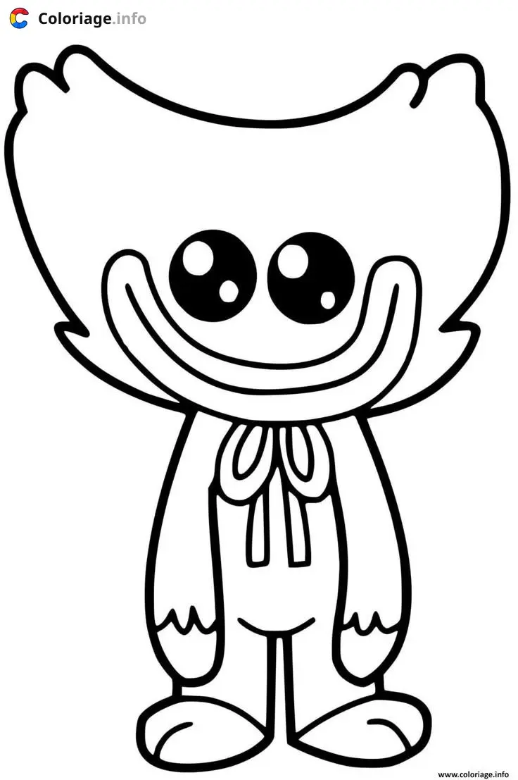 Coloriage Huggy wuggy souriant amical - Huggy wuggy à imprimer