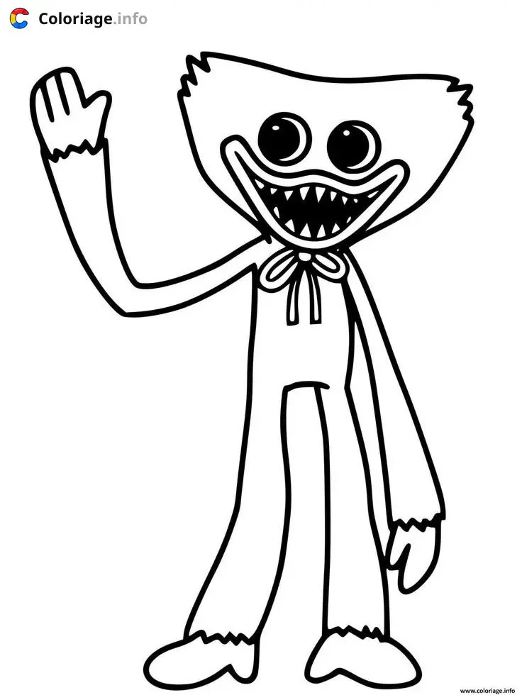 Coloriage Huggy wuggy souriant avec dents pointues - Huggy wuggy à imprimer
