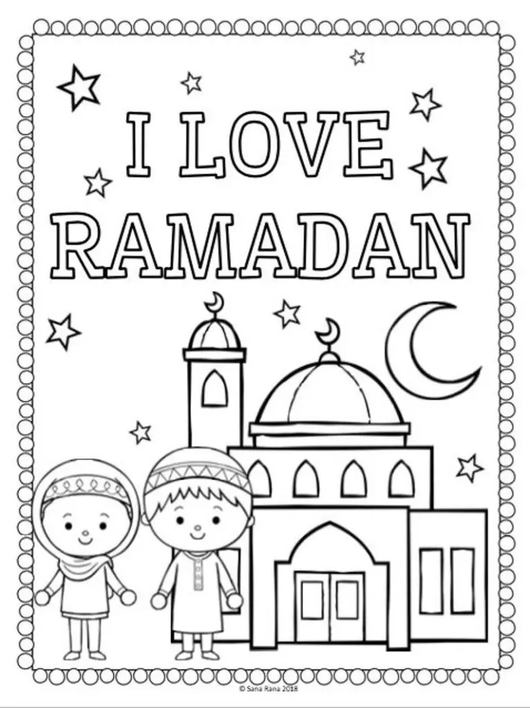 Coloriage I Love Ramadan - Ramadan à imprimer