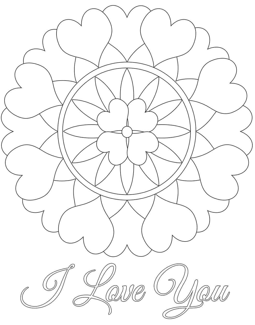 Coloriage I Love You Mandala Saint Valentin - Saint-Valentin à imprimer
