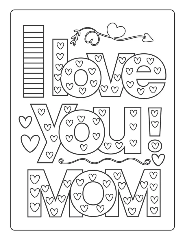 Coloriage I Love You Mom - Fête des mères à imprimer