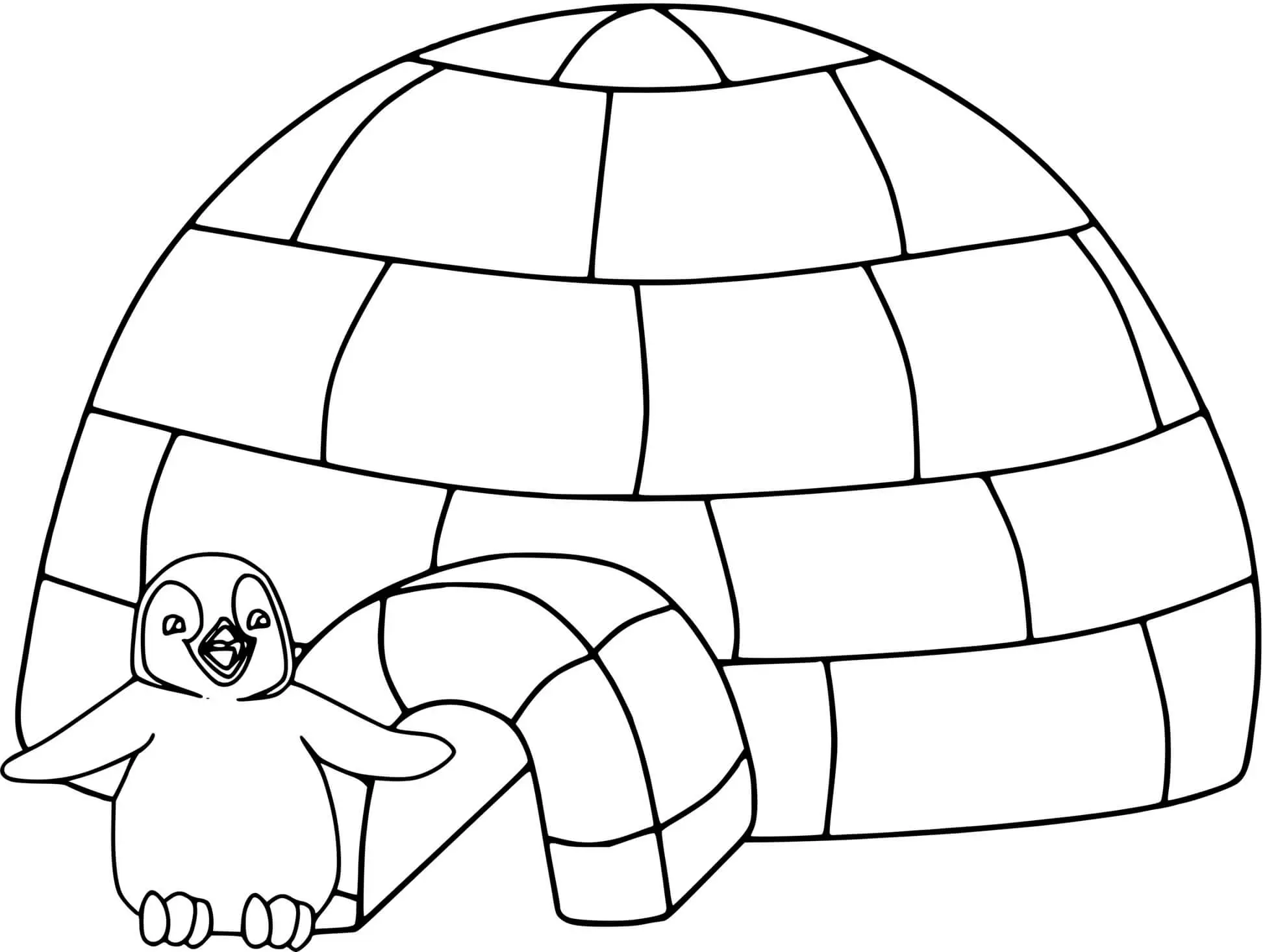 Coloriage Igloo Maternelle Abri En Bloc De Neige Habitation Hivernale - Hiver à imprimer