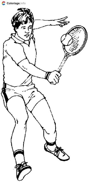 Player Hitting a Tennis Ball with a Racket coloring page to print