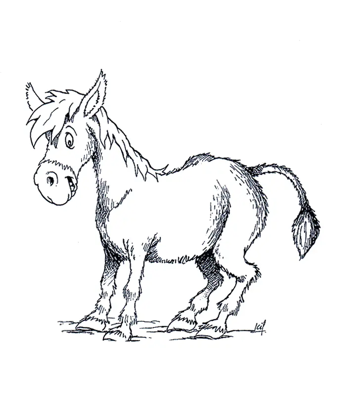 Coloriage Petit âne espiègle tirant la langue - Âne à imprimer