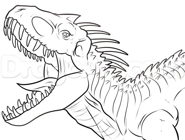 Coloriage Indominus Rex Jurassic Park Dinosaure - Garçon à imprimer