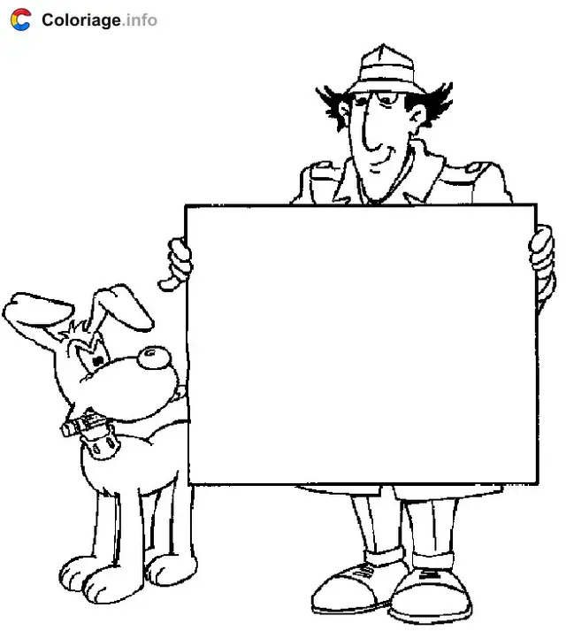 Desenho de Inspector Gadget e sua placa para colorir