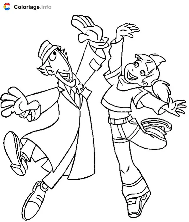 Desenho de Inspetor Gadget e Sofia para colorir