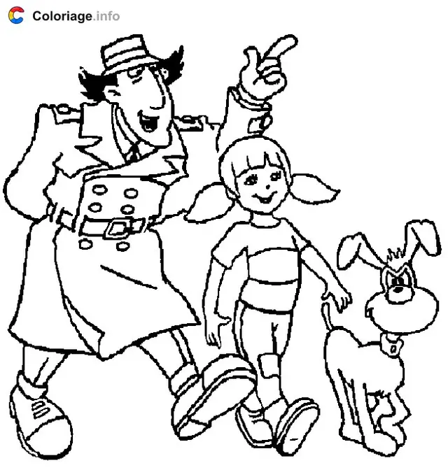 Desenho de Inspetor Gadget, Sofia e Finot para Colorir para colorir