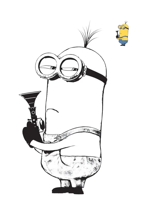 Coloriage Inspecteur Minion Detective Agent Secret - Minions à imprimer