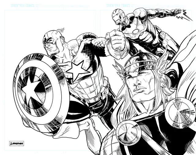 Coloriage Iron Man Thor Captain America - Avengers à imprimer