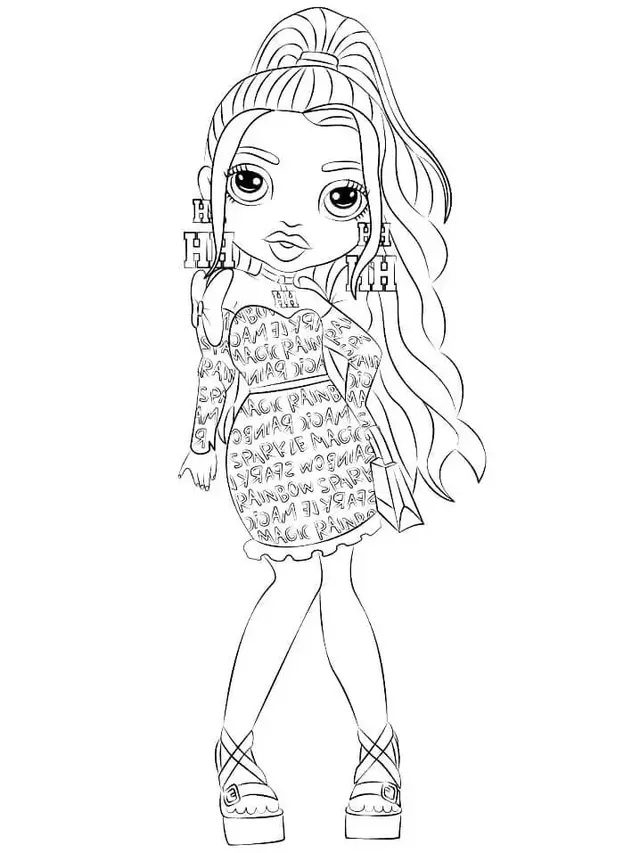 Coloriage Jade Hunter De Rainbow High En Tenue Imprimee - Rainbow high à imprimer