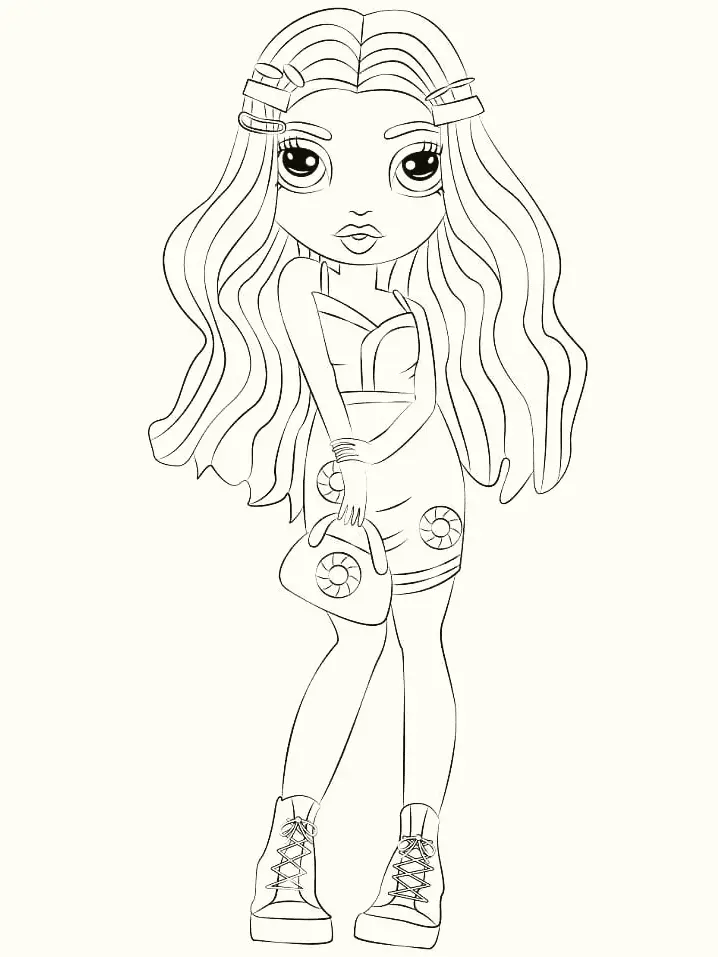 Coloriage Jade Hunter en tenue décontractée Rainbow High - Rainbow high à imprimer