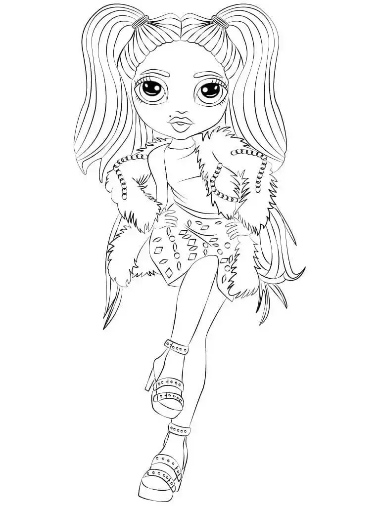 Coloriage Jade Hunter Stylee En Tenue De Mode Audacieuse - Rainbow high à imprimer