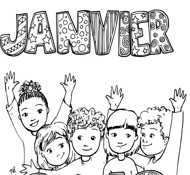 Coloriage Janvier Debut Année Enfants - Janvier à imprimer