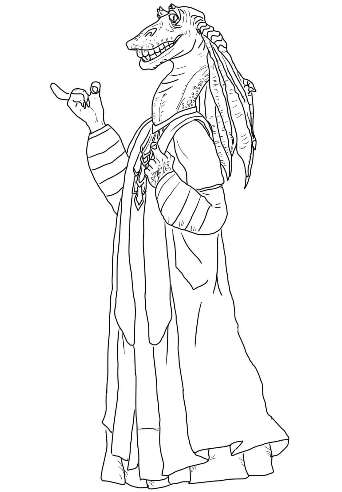Coloriage Jar Jar Binks de L'Attaque des Clones - Star wars à imprimer